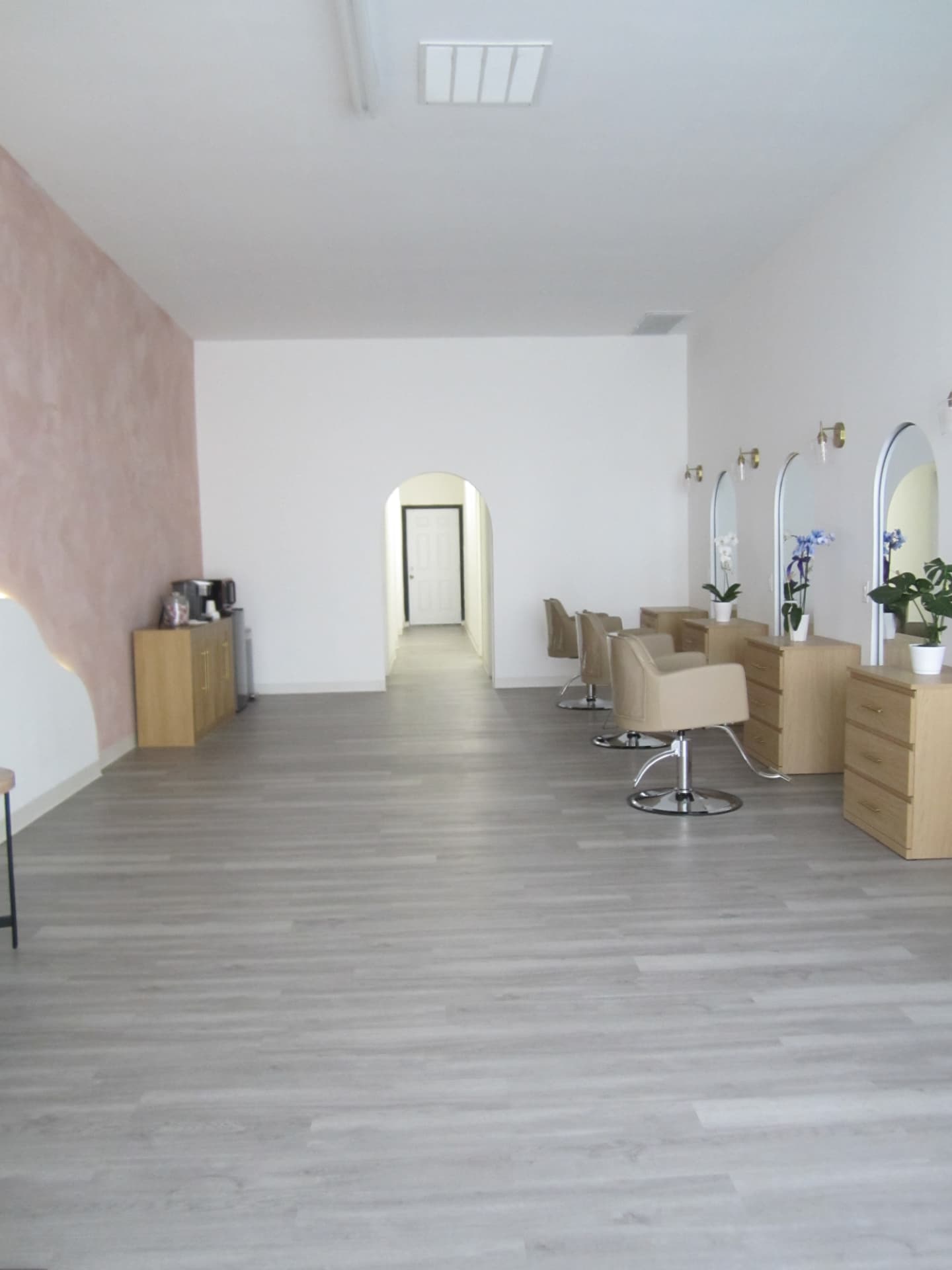 Wide view of the studio floor and styling chairs