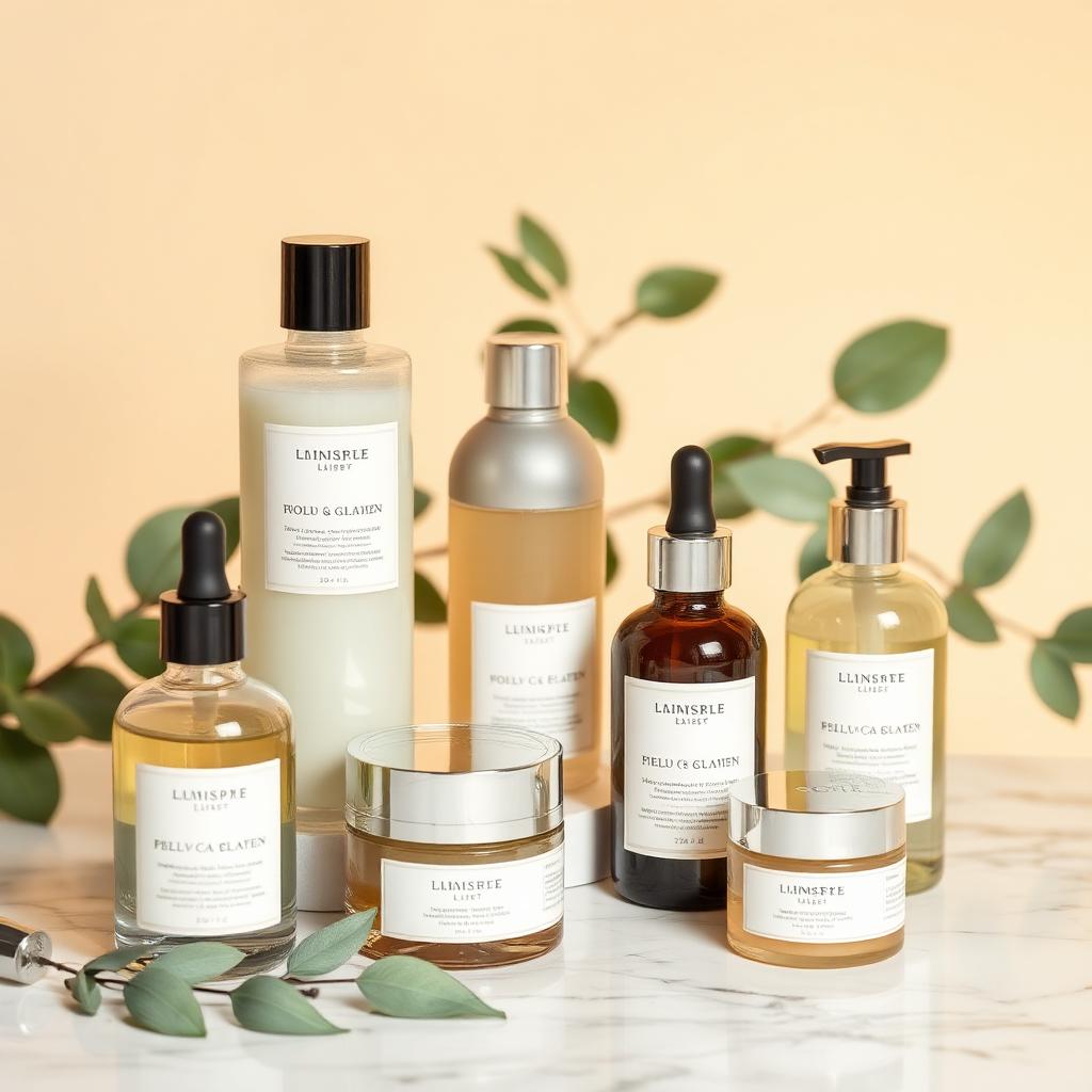 Luxury skincare product arrangement